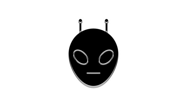 Icoana Black Alien Izolată Fundal Alb Fața Extraterestră Extraterestră Sau — Videoclip de stoc