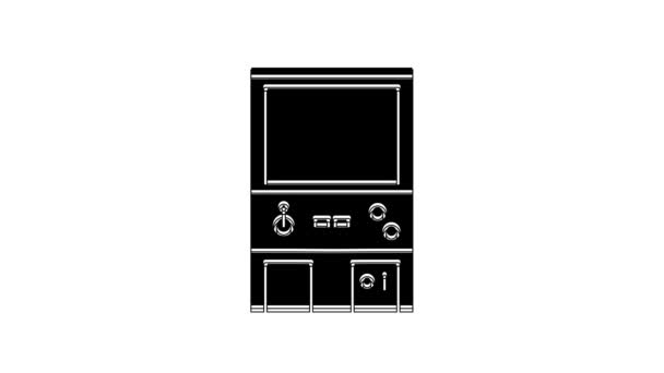 Black Retro Arcade Game Machine Icon Isolated White Background Video — стоковое видео