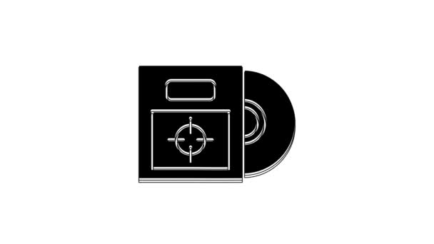 Black Dvd Disk Box Icon Isolated White Background Compact Disc — 비디오