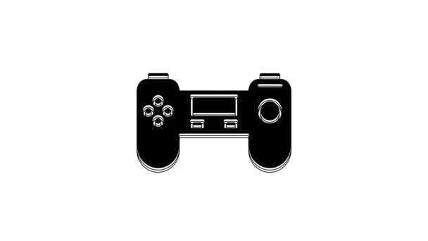 Icona Gamepad Nero Isolato Sfondo Bianco Controllore Gioco Animazione Grafica — Video Stock