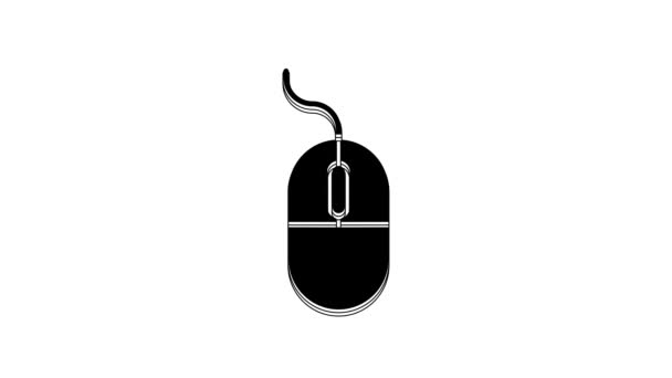 Чорна Піктограма Комп Ютерної Миші Ізольована Білому Тлі Оптичний Колісним — стокове відео