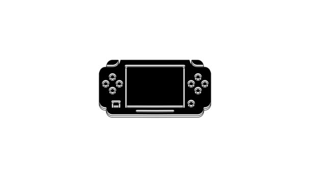 Icono Consola Videojuegos Black Portable Aislado Sobre Fondo Blanco Señal — Vídeo de stock