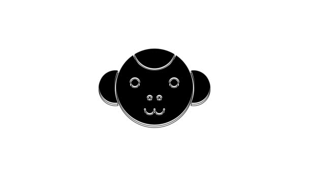 Black Monkey Zodiac Sign Icon Isolated White Background Astrological Horoscope — Stock videók