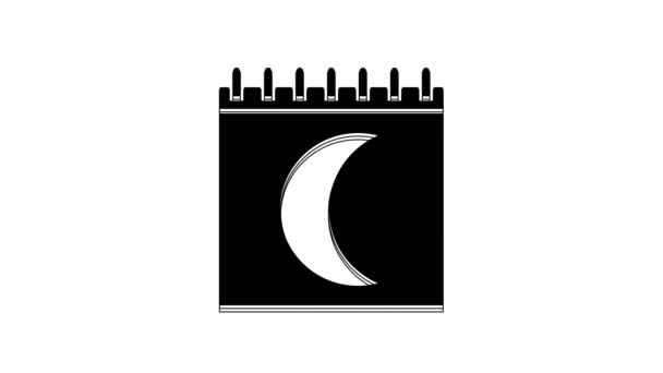 黑色月亮相位日历图标孤立在白色背景上 4K视频运动图形动画 — 图库视频影像