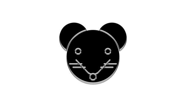 Black Rat Zodiac Sign Icon Isolated White Background Astrological Horoscope — Stockvideo