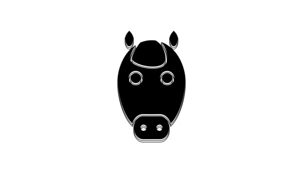 Black Horse Zodiac Znamení Ikona Izolované Bílém Pozadí Astrologická Sbírka — Stock video
