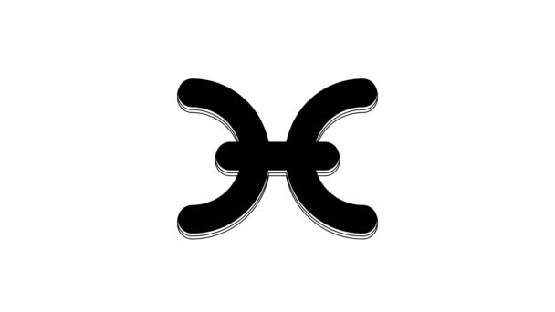 Black Pisces Zodiac Sign Icon Isolated White Background Astrological Horoscope — Stock Video
