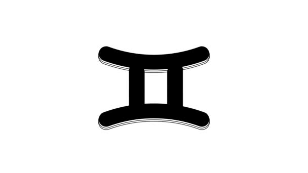 Black Gemini Zodiac Sign Icon Isolated White Background Astrological Horoscope — Wideo stockowe