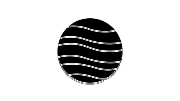Ícone Black Planet Júpiter Isolado Fundo Branco Animação Gráfica Movimento — Vídeo de Stock