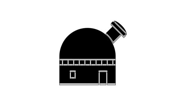 Icono Del Observatorio Astronómico Negro Aislado Sobre Fondo Blanco Animación — Vídeos de Stock
