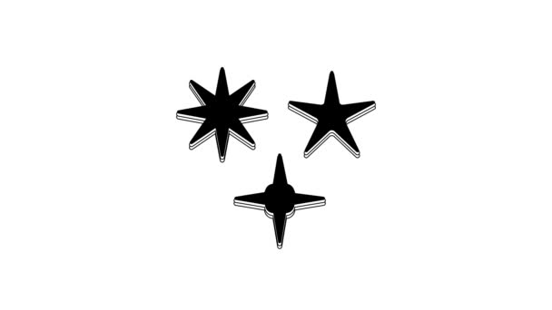 Icona Black Falling Star Isolata Sfondo Bianco Meteoroide Meteorite Cometa — Video Stock