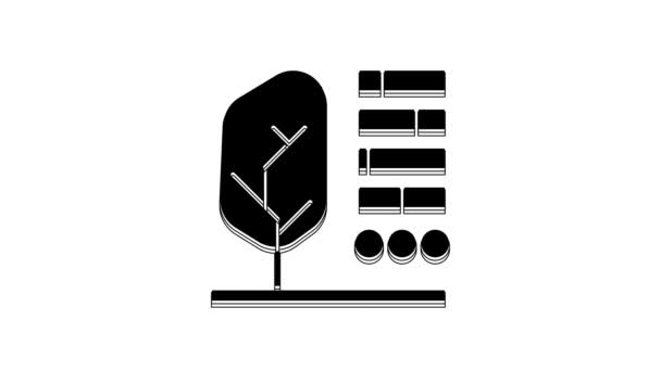 Ícone Status Black Plant Isolado Fundo Branco Animação Gráfica Movimento — Vídeo de Stock