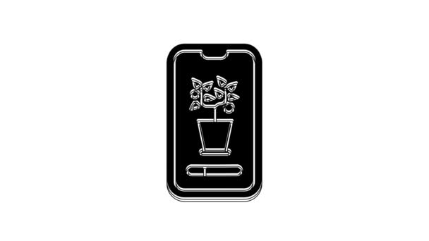Black Smart Control Farming System Mobile Application Icon Isolated White — Vídeo de Stock