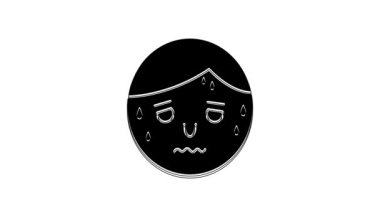 Black Man with excessive sweating icon isolated on white background. 4K Video motion graphic animation.