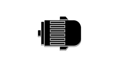 Siyah elektrik motor simgesi beyaz arkaplanda izole edildi. Araba alternatörü. 4K Video hareketli grafik canlandırması.