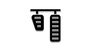 Black Car gas and brake pedals icon isolated on white background. 4K Video motion graphic animation.