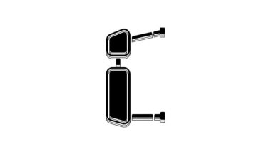 Black Truck side mirror icon isolated on white background. 4K Video motion graphic animation.