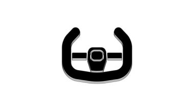 Black Sport steering wheel icon isolated on white background. Car wheel icon. 4K Video motion graphic animation.