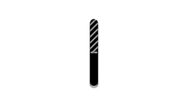 Black Nail file icon isolated on white background. Manicure tool. 4K Video motion graphic animation.