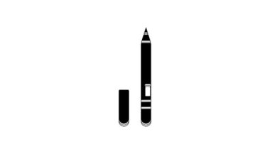 Black Eyeliner, eyebrow icon isolated on white background. Pencil for eyes. 4K Video motion graphic animation.