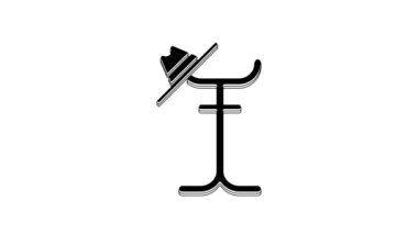 Siyah Ceket standı simgesi beyaz arkaplanda izole edildi. 4K Video hareketli grafik canlandırması.