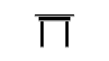 Black Wooden table icon isolated on white background. 4K Video motion graphic animation.