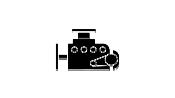 Black Car Engine Icon Isolated White Background Video Motion Graphic — Stockvideo