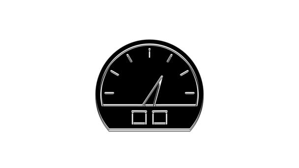 黑色速度计图标在白色背景上隔离 4K视频运动图形动画 — 图库视频影像