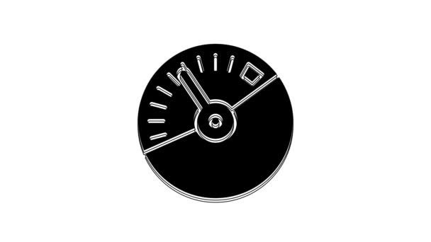 Black Speedometer Icon Isolated White Background Video Motion Graphic Animation — Stock Video