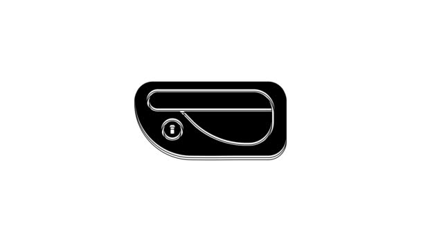 Черный Ручка Двери Автомобиля Значок Изолирован Белом Фоне Видеографическая Анимация — стоковое видео