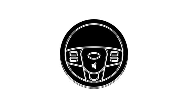 Siyah Direksiyon Simgesi Beyaz Arkaplanda Izole Edilmiş Araba Tekeri Ikonu — Stok video