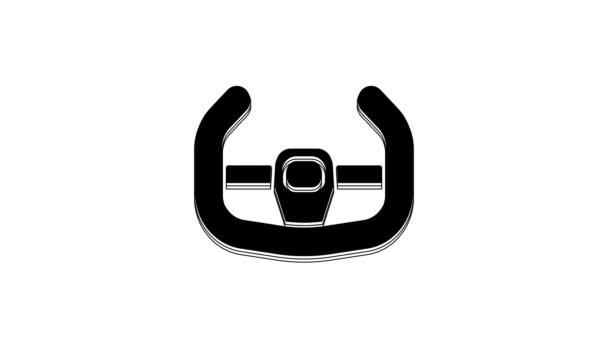 Zwarte Sport Stuurwiel Pictogram Geïsoleerd Witte Achtergrond Autowiel Icoon Video — Stockvideo