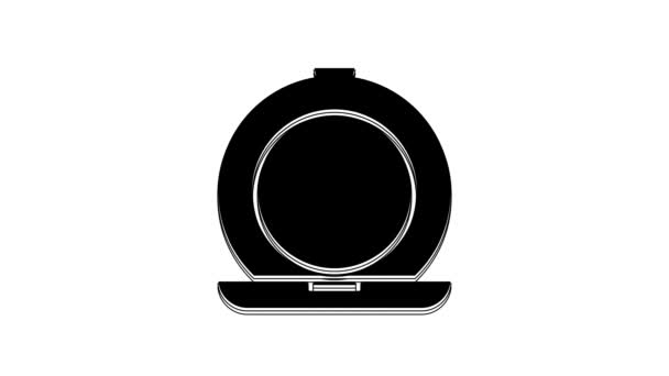 Черный Макияж Порошок Зеркальным Значком Изолированы Белом Фоне Видеографическая Анимация — стоковое видео