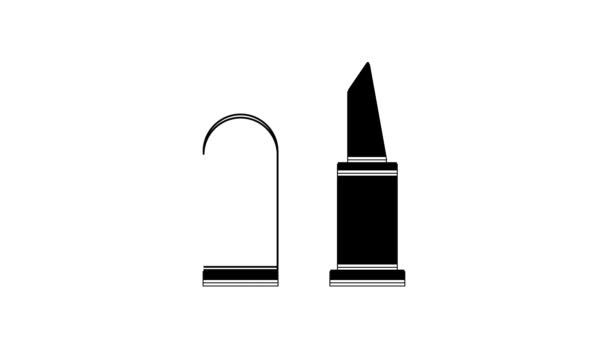 Black Lipstick Icon Isolated White Background Video Motion Graphic Animation — Stockvideo