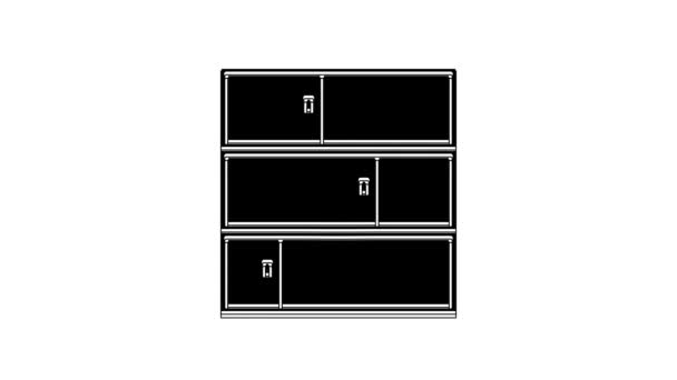 Black Shelf Icon Isolated White Background Shelves Sign Video Motion — стоковое видео