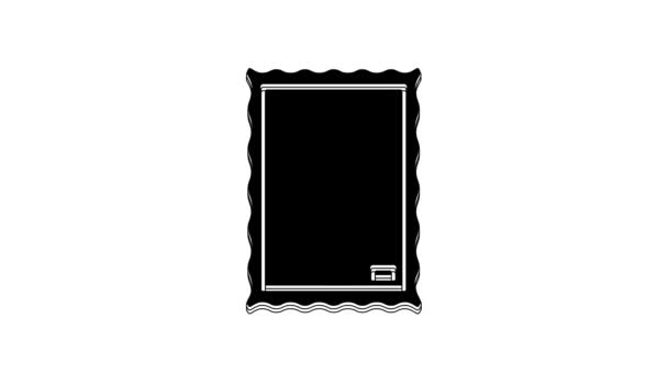 Black Picture Icon Isolated White Background Video Motion Graphic Animation — Stockvideo