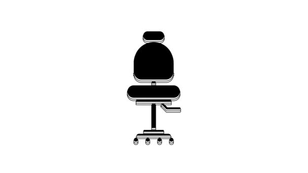 Cadeira Escritório Preto Ícone Isolado Fundo Branco Animação Gráfica Movimento — Vídeo de Stock