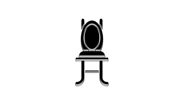 Ícone Cadeira Preta Isolado Fundo Branco Animação Gráfica Movimento Vídeo — Vídeo de Stock