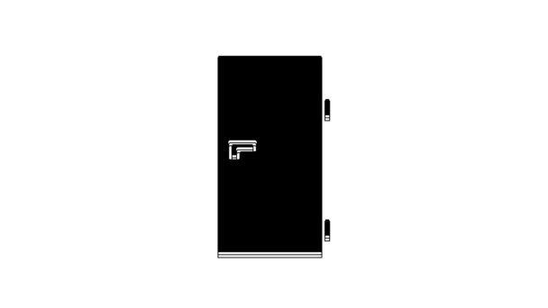 Black Closed Door Icon Isolated White Background Video Motion Graphic — стоковое видео