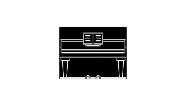 白色背景上孤立的黑色大钢琴图标 音乐乐器 4K视频运动图形动画 — 图库视频影像
