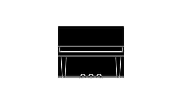 白を基調としたブラックグランドピアノのアイコン 4Kビデオモーショングラフィックアニメーション — ストック動画