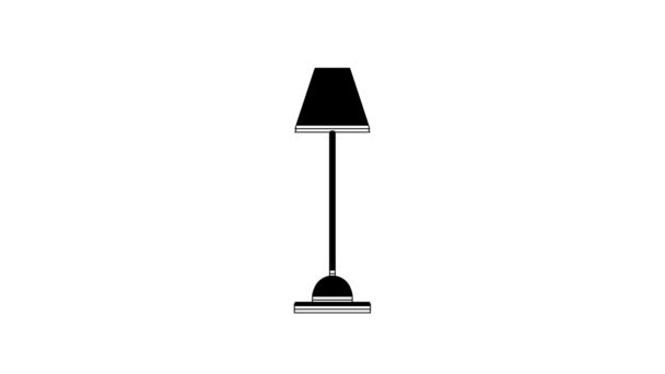 Czarna Ikona Lampy Podłogowej Izolowana Białym Tle Animacja Graficzna Ruchu — Wideo stockowe