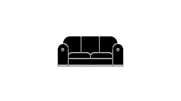 Zwarte Sofa Icoon Geïsoleerd Witte Achtergrond Video Motion Grafische Animatie — Stockvideo