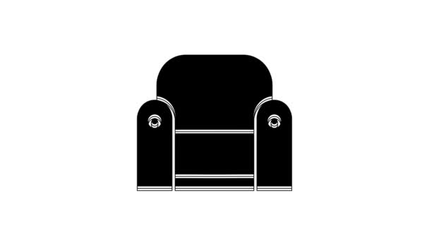 Black Armchair Icon Isolated White Background Video Motion Graphic Animation — Stock Video