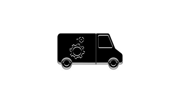 Zwarte Auto Service Pictogram Geïsoleerd Witte Achtergrond Reparatieservice Automonteur Onderhoudsteken — Stockvideo