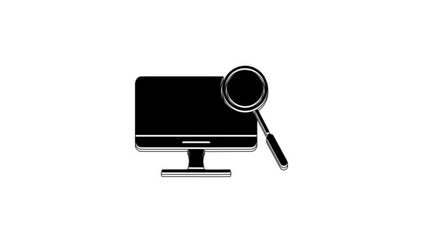 Black Computer Monitor Diagnostics Icon Isolated White Background Adjusting App — Stock video