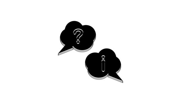 Black Speech Bubbles Question Exclamation Icon Isolated White Background Faq — Vídeo de Stock