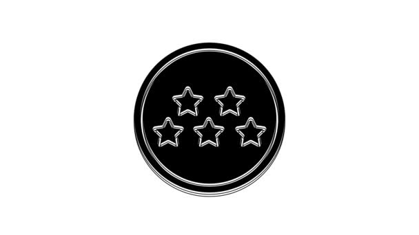 Black Five Stars Kund Produktomdöme Ikon Isolerad Vit Bakgrund Favorit — Stockvideo