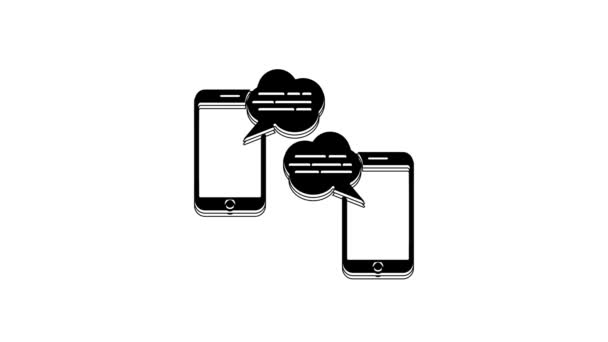 Black New Chat Messages Notification Phone Icon Isolated White Background — Wideo stockowe