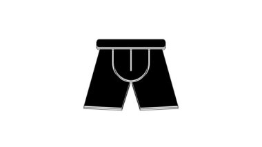 Black Men underpants icon isolated on white background. Man underwear. 4K Video motion graphic animation.